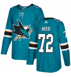Youth Adidas San Jose Sharks 72 Tim Heed Authentic Teal Green Home NHL Jersey 