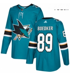 Youth Adidas San Jose Sharks 89 Mikkel Boedker Authentic Teal Green Home NHL Jersey 