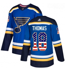 Blues #18 Robert Thomas Blue Home Authentic USA Flag Stitched Hockey Jersey