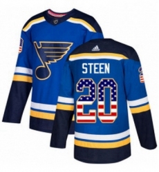 Mens Adidas St Louis Blues 20 Alexander Steen Authentic Blue USA Flag Fashion NHL Jersey 