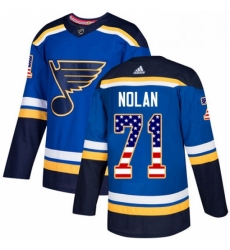 Mens Adidas St Louis Blues 71 Jordan Nolan Authentic Blue USA Flag Fashion NHL Jersey 