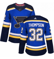 Womens Adidas St Louis Blues 32 Tage Thompson Authentic Royal Blue Home NHL Jersey 