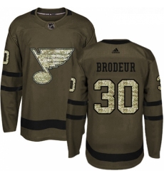 Youth Adidas St Louis Blues 30 Martin Brodeur Authentic Green Salute to Service NHL Jersey 