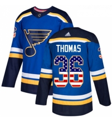 Youth Adidas St Louis Blues 36 Robert Thomas Authentic Blue USA Flag Fashion NHL Jersey 