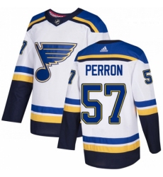 Youth Adidas St Louis Blues 57 David Perron Authentic White Away NHL Jersey 