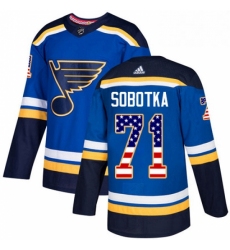 Youth Adidas St Louis Blues 71 Vladimir Sobotka Authentic Blue USA Flag Fashion NHL Jersey 