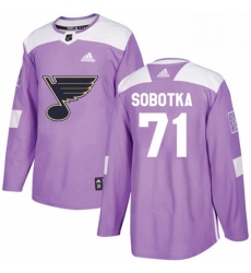 Youth Adidas St Louis Blues 71 Vladimir Sobotka Authentic Purple Fights Cancer Practice NHL Jersey 
