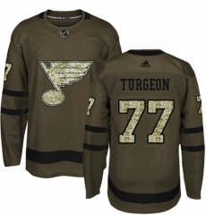 Youth Adidas St Louis Blues 77 Pierre Turgeon Premier Green Salute to Service NHL Jersey 