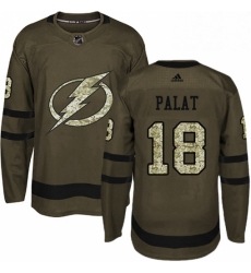 Mens Adidas Tampa Bay Lightning 18 Ondrej Palat Authentic Green Salute to Service NHL Jersey 