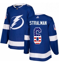 Mens Adidas Tampa Bay Lightning 6 Anton Stralman Authentic Blue USA Flag Fashion NHL Jersey 