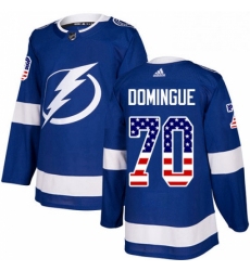 Mens Adidas Tampa Bay Lightning 70 Louis Domingue Authentic Blue USA Flag Fashion NHL Jerse