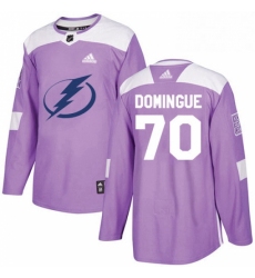 Mens Adidas Tampa Bay Lightning 70 Louis Domingue Authentic Purple Fights Cancer Practice NHL Jersey 