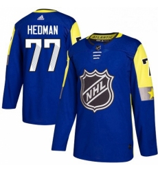 Mens Adidas Tampa Bay Lightning 77 Victor Hedman Authentic Royal Blue 2018 All Star Atlantic Division NHL Jersey 