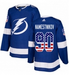 Mens Adidas Tampa Bay Lightning 90 Vladislav Namestnikov Authentic Blue USA Flag Fashion NHL Jersey 