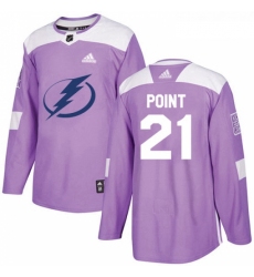 Youth Adidas Tampa Bay Lightning 21 Brayden Point Authentic Purple Fights Cancer Practice NHL Jersey 