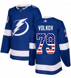 Youth Adidas Tampa Bay Lightning 79 Alexander Volkov Authentic Blue USA Flag Fashion NHL Jersey 