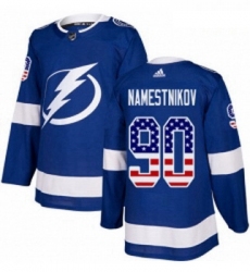 Youth Adidas Tampa Bay Lightning 90 Vladislav Namestnikov Authentic Blue USA Flag Fashion NHL Jersey 