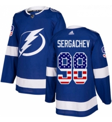 Youth Adidas Tampa Bay Lightning 98 Mikhail Sergachev Authentic Blue USA Flag Fashion NHL Jersey 