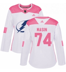 Womens Adidas Tampa Bay Lightning 74 Dominik Masin Authentic WhitePink Fashion NHL Jersey 