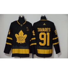 Maple Leafs 91 John Tavares Black Gold Adidas Jersey