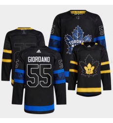 Men Toronto Maple Leafs Black 55 Mark Giordano Alternate Premier Breakaway Reversible Stitched Jersey