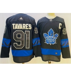 Men Toronto Maple Leafs Black 91 John Tavares Alternate Premier Breakaway Reversible Stitched jersey