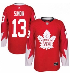 Mens Adidas Toronto Maple Leafs 13 Mats Sundin Authentic Red Alternate NHL Jersey 