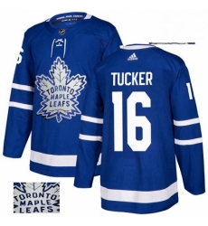 Mens Adidas Toronto Maple Leafs 16 Darcy Tucker Authentic Royal Blue Fashion Gold NHL Jersey 