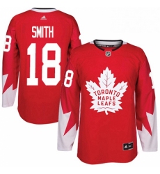 Mens Adidas Toronto Maple Leafs 18 Ben Smith Premier Red Alternate NHL Jersey 