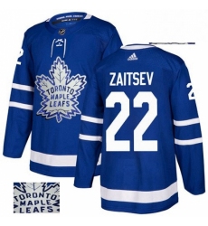 Mens Adidas Toronto Maple Leafs 22 Nikita Zaitsev Authentic Royal Blue Fashion Gold NHL Jersey 