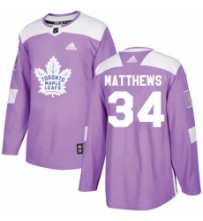 Mens Adidas Toronto Maple Leafs 34 Auston Matthews Authentic Purple Fights Cancer Practice NHL Jersey 