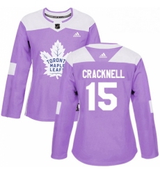 Womens Adidas Toronto Maple Leafs 15 Adam Cracknell Authentic Purple Fights Cancer Practice NHL Jersey 