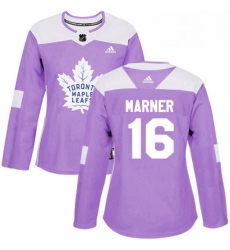 Womens Adidas Toronto Maple Leafs 16 Mitchell Marner Authentic Purple Fights Cancer Practice NHL Jersey 