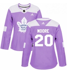 Womens Adidas Toronto Maple Leafs 20 Dominic Moore Authentic Purple Fights Cancer Practice NHL Jersey 