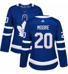 Womens Adidas Toronto Maple Leafs 20 Dominic Moore Authentic Royal Blue Home NHL Jersey 