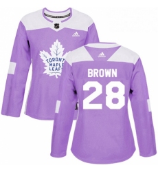 Womens Adidas Toronto Maple Leafs 28 Connor Brown Authentic Purple Fights Cancer Practice NHL Jersey 