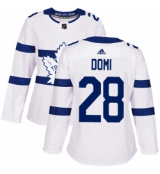 Womens Adidas Toronto Maple Leafs 28 Tie Domi Authentic White 2018 Stadium Series NHL Jersey 