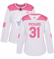 Womens Adidas Toronto Maple Leafs 31 Calvin Pickard Authentic WhitePink Fashion NHL Jersey 