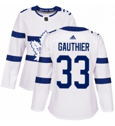 Womens Adidas Toronto Maple Leafs 33 Frederik Gauthier Authentic White 2018 Stadium Series NHL Jersey 