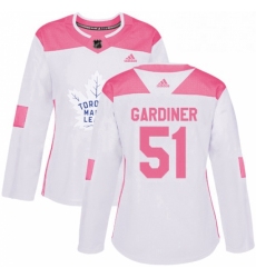 Womens Adidas Toronto Maple Leafs 51 Jake Gardiner Authentic WhitePink Fashion NHL Jersey 