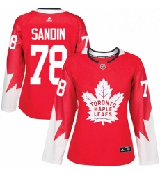 Womens Adidas Toronto Maple Leafs 78 Rasmus Sandin Authentic Red Alternate NHL Jersey 