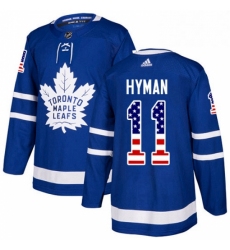 Youth Adidas Toronto Maple Leafs 11 Zach Hyman Authentic Royal Blue USA Flag Fashion NHL Jersey 