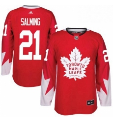 Youth Adidas Toronto Maple Leafs 21 Borje Salming Authentic Red Alternate NHL Jersey 