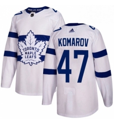 Youth Adidas Toronto Maple Leafs 47 Leo Komarov Authentic White 2018 Stadium Series NHL Jersey 