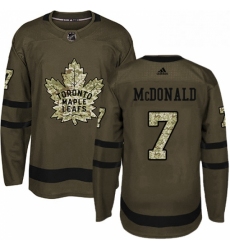 Youth Adidas Toronto Maple Leafs 7 Lanny McDonald Authentic Green Salute to Service NHL Jersey 