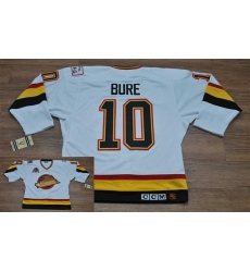 Canucks #10 Pavel Bure Stitched White CCM Throwback Vintage NHL Jersey