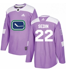 Mens Adidas Vancouver Canucks 22 Daniel Sedin Authentic Purple Fights Cancer Practice NHL Jersey 