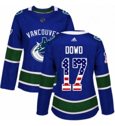 Womens Adidas Vancouver Canucks 17 Nic Dowd Authentic Blue USA Flag Fashion NHL Jerse