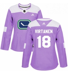 Womens Adidas Vancouver Canucks 18 Jake Virtanen Authentic Purple Fights Cancer Practice NHL Jersey 