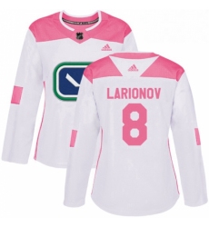 Womens Adidas Vancouver Canucks 8 Igor Larionov Authentic WhitePink Fashion NHL Jersey 